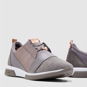 Ted Baker Cepa Suede Leather Trim Rosegold Bow Sneakers fits US 11 size 41.5